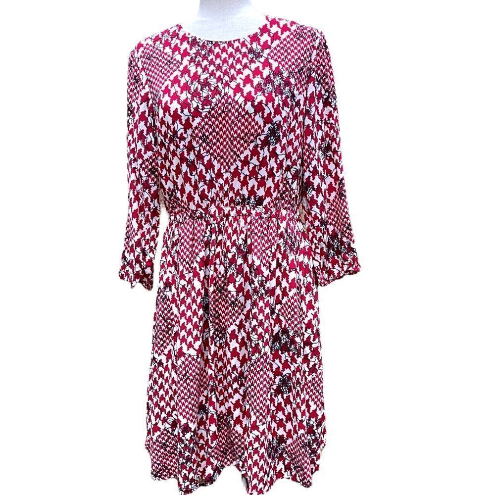 Brooks Brothers Refined Red Floral Belted Knee Length Dress Preppy Size 8